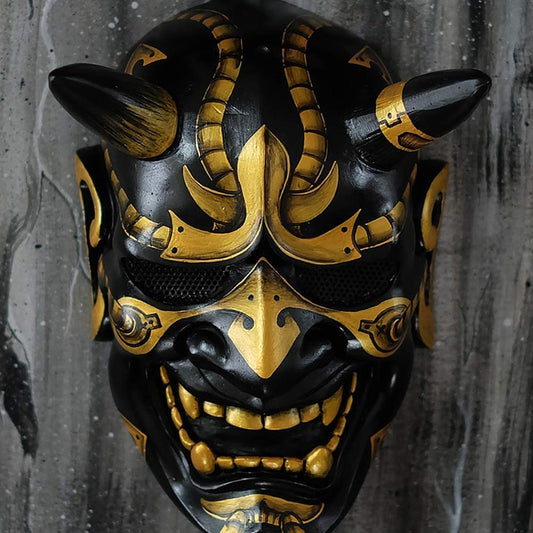 "Latex Samurai Mask " Japanese Cosplay, Soft horror, Rubber Anime Face Masques for Halloween Costumes, Props,Carnival Mascaras"